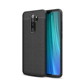 Xiaomi Redmi Note 8 Pro Deri Görünümlü Silikon Siyah thumbnail 1