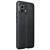 Xiaomi Mi 11 Deri Görünümlü Silikon Siyah thumbnail 1