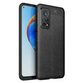 Xiaomi Mi 10T Pro Deri Görünümlü Silikon Siyah thumbnail 1