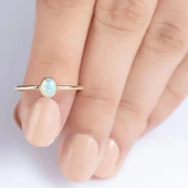 14k Altın Mini Opal Altın Yüzük thumbnail 2