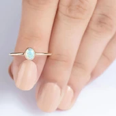 14k Altın Mini Opal Altın Yüzük thumbnail 5