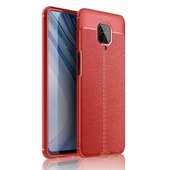 Xiaomi Redmi Note 9S Deri Görünümlü Silikon Kırmızı thumbnail 1