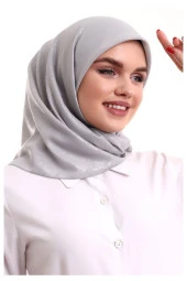 Kofra Desenli Baş Örtü - Gri thumbnail 3