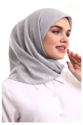 Kofra Desenli Baş Örtü - Gri thumbnail 5