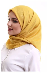 Kofra Desenli Baş Örtü - Sarı thumbnail 4