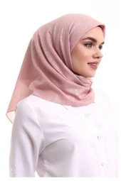 Kofra Desenli Baş Örtü - Pembe thumbnail 4