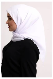 Kofra Desenli Baş Örtü - Beyaz thumbnail 3
