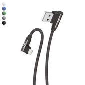 Linktech K593 Safe iPh Lightning 90 Derece Data/Şarj Kablosu 3A 1.5mt thumbnail 1