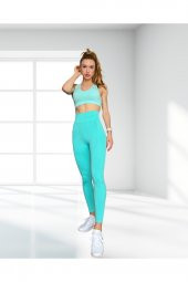 Seamless Toparlayıcı Mint Spor Tayt thumbnail 3