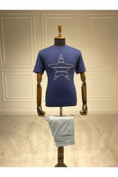 Interview O Yaka Yıldız Desen Basic Lacivert T-shirt thumbnail 2