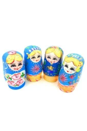 Ahşap Matruşka Bebek 6 lı Set Mavi thumbnail 6
