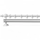 Beyaz Çift Raylı Ahşap Rustik Perde Askısı - 125 CM thumbnail 3
