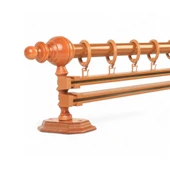 Meşe Çift Raylı Ahşap Rustik Perde Askısı - 100 CM thumbnail 1