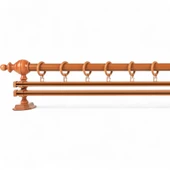 Meşe Çift Raylı Ahşap Rustik Perde Askısı - 125 CM thumbnail 3