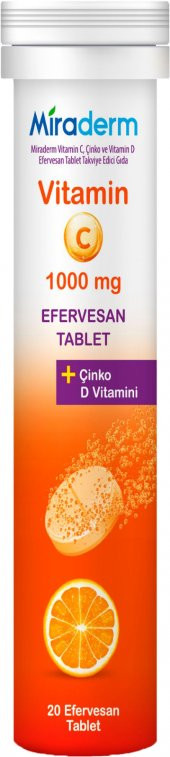 Miraderm  C VİTAMİNİ 3 LÜ ETKİ 1000 MG 20 EFERVESAN thumbnail 2