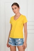 Kadın Basic Cepli Tshirt 8328 thumbnail 2