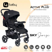 4 Baby Active Plus Sky Çift Yönlü Bebek Arabası Siyah thumbnail 2