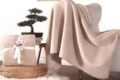 Dolce Bonita Home Pamuklu Tv Battaniye 127X155 Basic Bej thumbnail 1