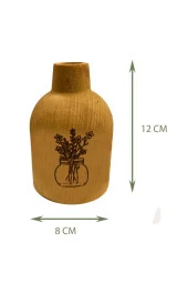 Ahşap Mini Vazo Ev Aksesuarı - Çiçek Desenli 12cm thumbnail 2