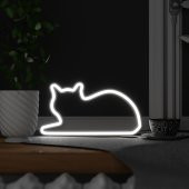 Mustard Sitting Cat Led Işık thumbnail 1
