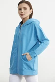 Fermuarlı Oversize Sweat - Mavi thumbnail 2