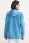 Fermuarlı Oversize Sweat - Mavi thumbnail 4