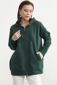 Fermuarlı Oversize Sweat - Yeşil thumbnail 3