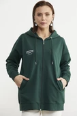 Fermuarlı Oversize Sweat - Yeşil thumbnail 1