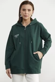 Fermuarlı Oversize Sweat - Yeşil thumbnail 2
