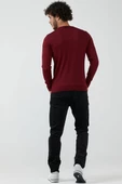Erkek V Yaka Basic Triko Kazak - Bordo thumbnail 3