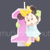 1 Yaş Minnie Mouse Doğumgünü Mum thumbnail 2