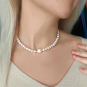 Vaoov 925 Ayar Gümüş İnci Kolye thumbnail 3