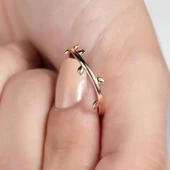 14k Rose Altın Minimal Dal Yüzük thumbnail 3