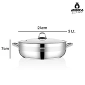 Saphire Paslanmaz Çelik 24 cm Cam Kapaklı Basık Tencere thumbnail 5