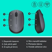 LOGITECH M170 USB SİYAH KABLOSUZ MOUSE 910-004642 thumbnail 7