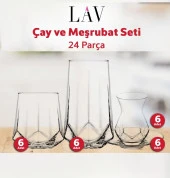 Lav çay ve su meşrubat bardağı seti takımı - 24 parça thumbnail 1
