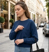 Nors Baldur Crop Sweatshirt Lacivert thumbnail 5