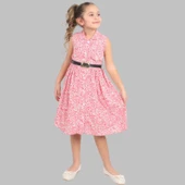 Yeni Model Çiçek Desenli Pembe Renk Elbise thumbnail 1