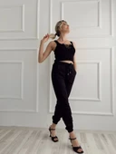 Kadın Beli Tünelli Pantolon Siyah thumbnail 4