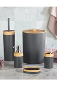 Flosoft Bambu Desenli Yuvarlak 5'li Banyo Seti thumbnail 5