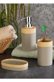 Flosoft Bambu Desenli Yuvarlak 5'li Banyo Seti thumbnail 12