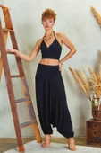 Drape Detay Beli Lastikli Şalvar Pantolon thumbnail 3
