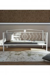 Metalia Elips Minderli Sofa Sedir Beyaz thumbnail 4