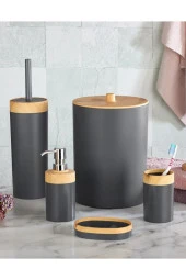 Flosoft Bambu Desenli Yuvarlak 5'li Banyo Seti Gri thumbnail 1