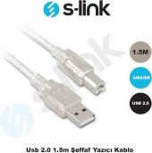 S-Link Usb2.0 1.5M Şeffaf Yazıcı Kablosu thumbnail 1
