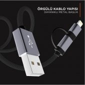 LinkTech K555 2in1 Lightning / Micro USB Şarj Kablosu thumbnail 2