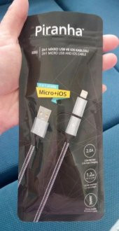 Piranha 2in1 Mikro Usb + Lightning Dual Usb Kablo thumbnail 2