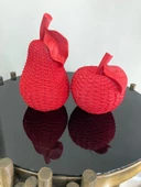 Dekoratif 2'li elma armut biblo polyester thumbnail 5