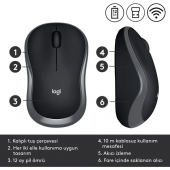 Logitech M185 USB Alıcılı Kompakt Kablosuz Mouse - Siyah thumbnail 2