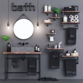 Dekoratif Borudan Askılık ve Set 8 Parça Set RafNo428 thumbnail 1